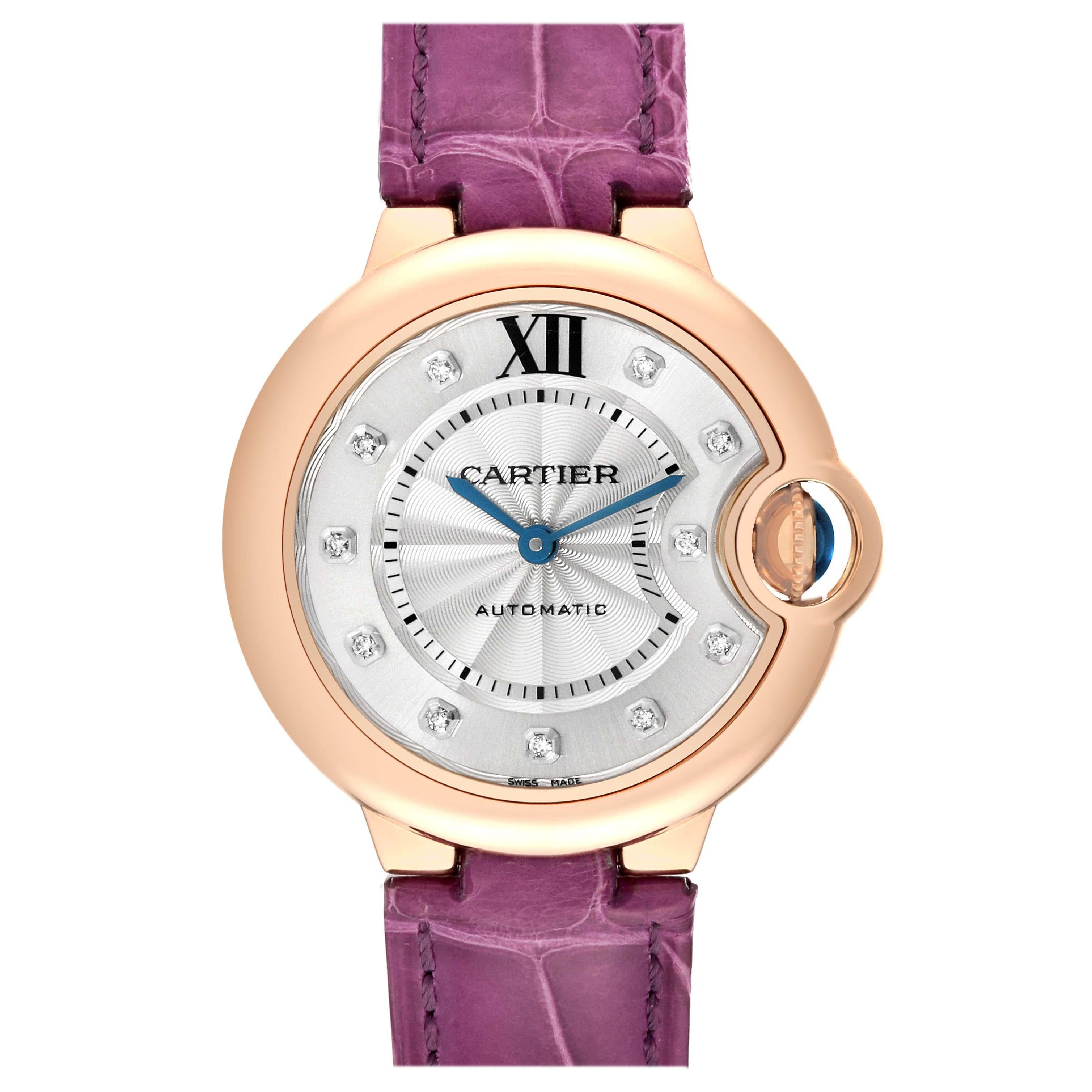 Cartier Ballon Bleu 33 Rose Gold Diamond Ladies Watch WE902063