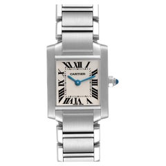 Cartier, petite montre Tank Francaise en acier avec cadran argenté pour femmes W51008Q3