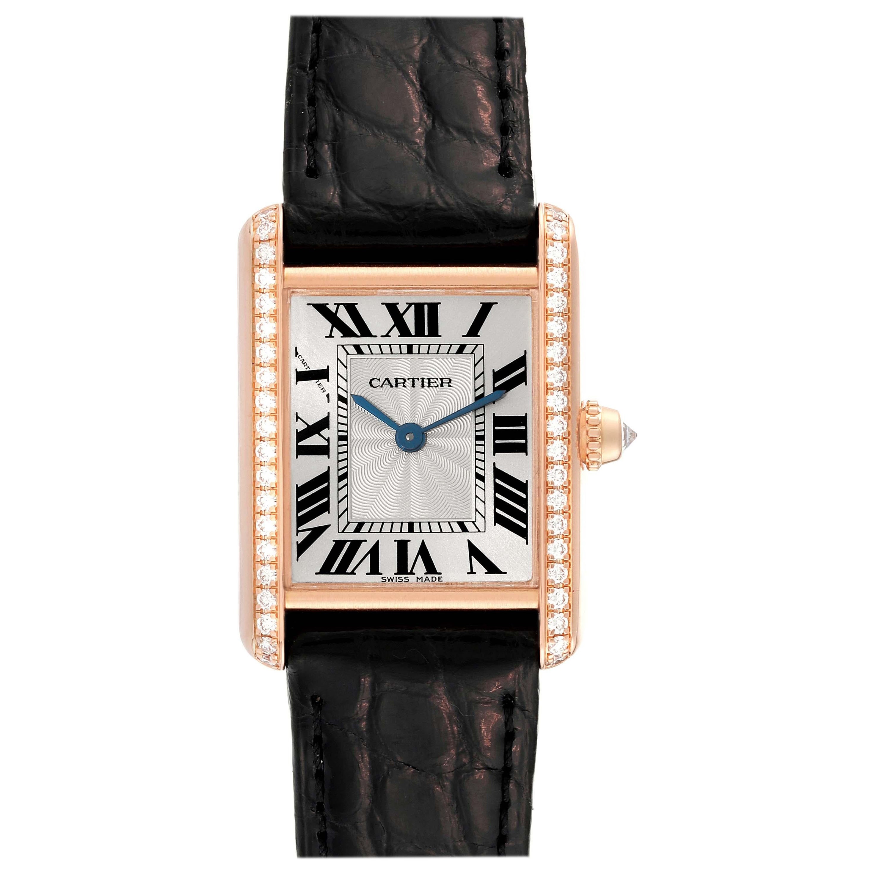 Cartier Tank Louis Rose Gold Diamond Ladies Watch WJTA0010 Box Card