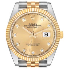 Rolex Datejust Steel Yellow Gold Champagne Diamond Dial Mens Watch 126233 Unworn