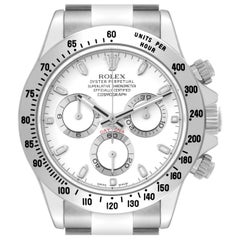 Used Rolex Daytona White Dial Chronograph Steel Mens Watch 116520 Box Card