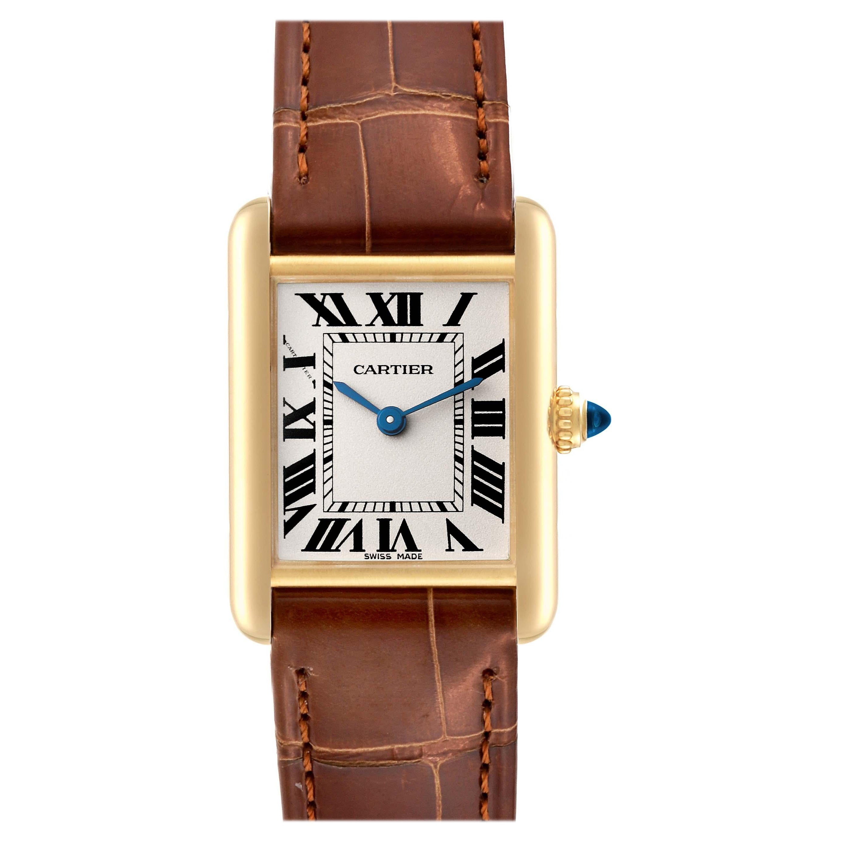 Cartier Tank Louis Small Yellow Gold Brown Strap Ladies Watch W1529856