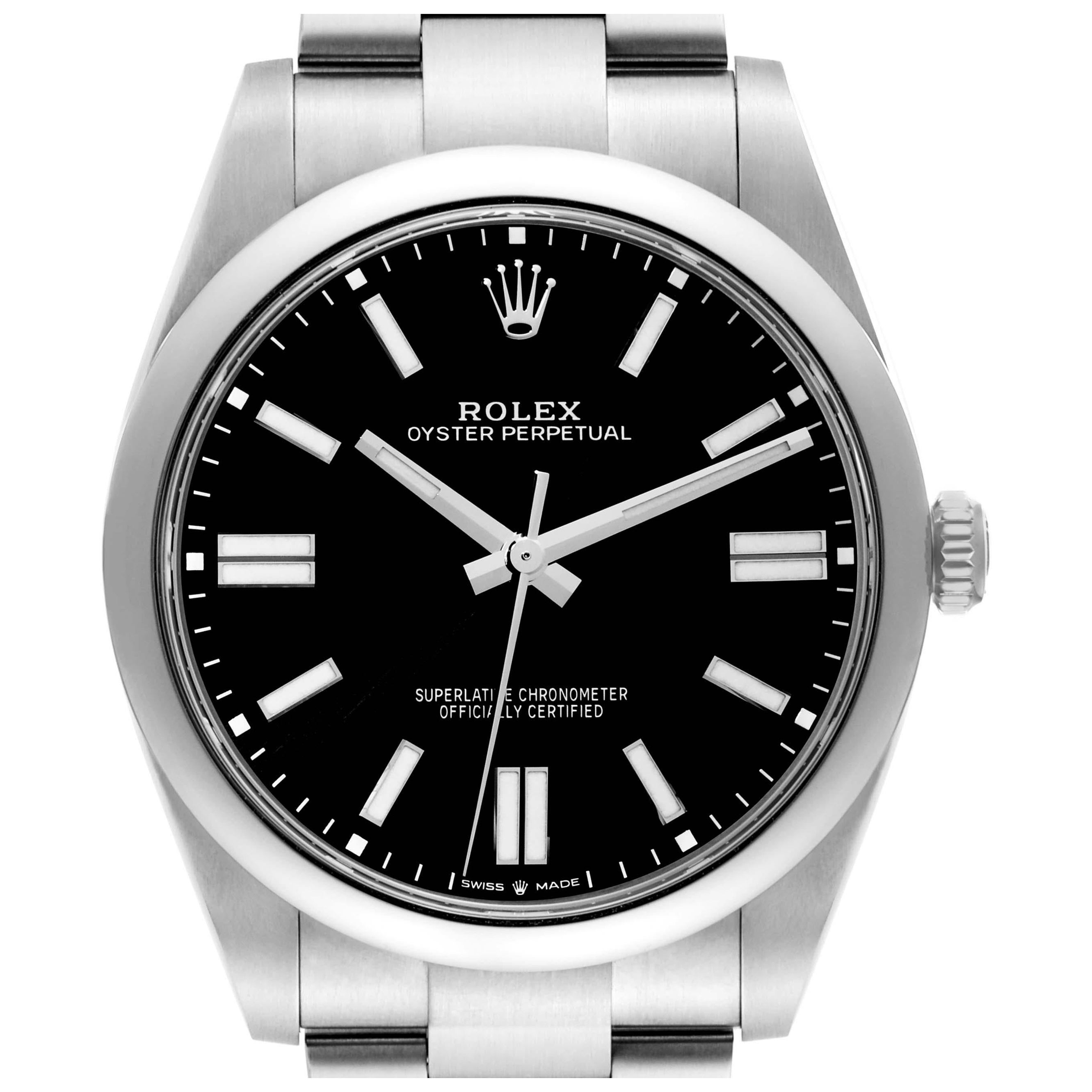 Rolex Oyster Perpetual 41mm Black Dial Steel Mens Watch 124300 Unworn