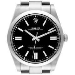 Rolex Oyster Perpetual 41mm Schwarzes Zifferblatt Stahl Herrenuhr 124300 Ungetragen