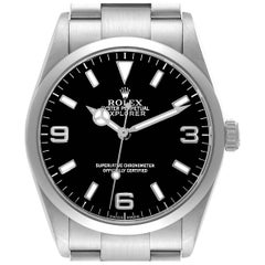 Used Rolex Explorer I Black Dial Steel Mens Watch 114270