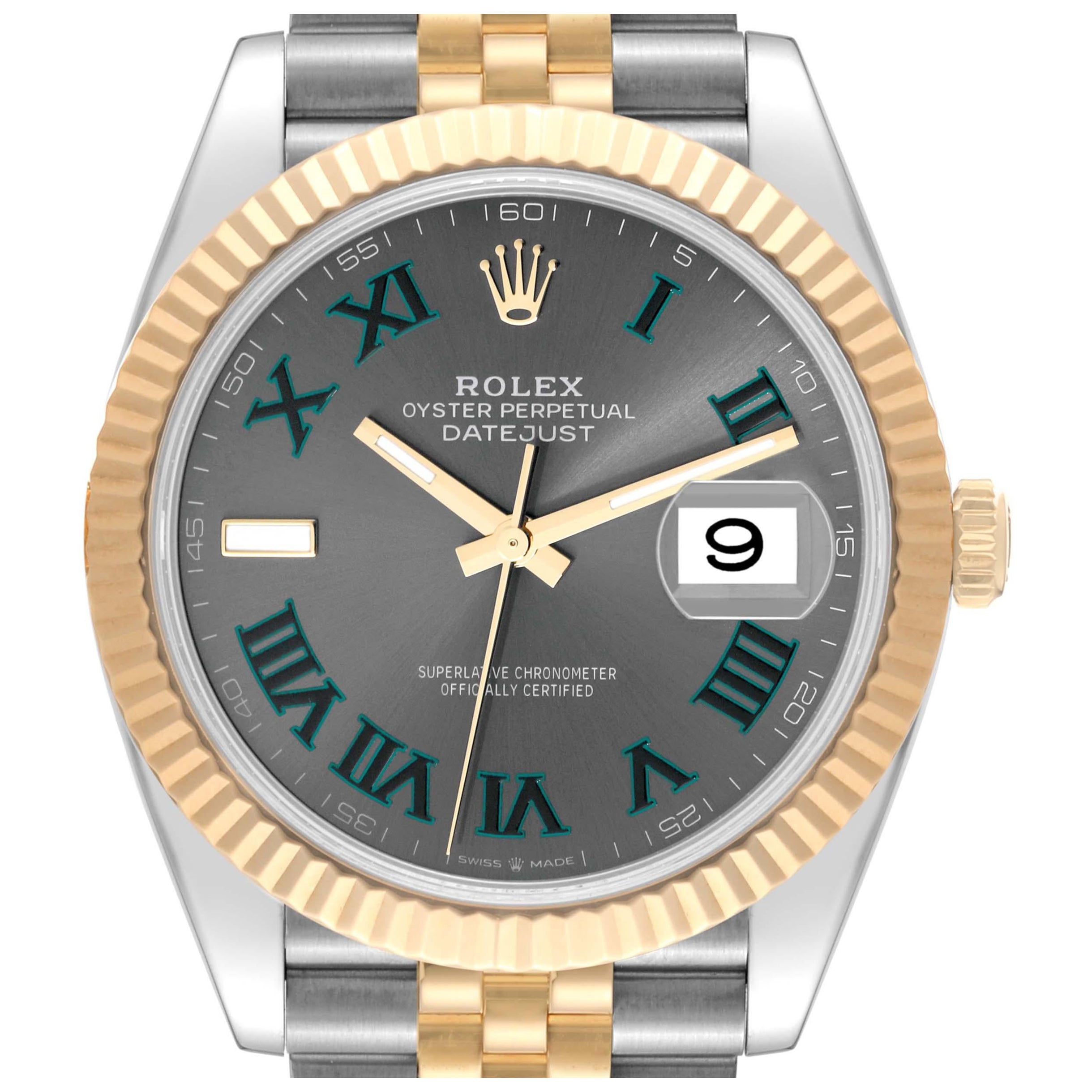 Rolex Montre Datejust 41 en acier et or jaune avec cadran tennis pour hommes 126333 en vente