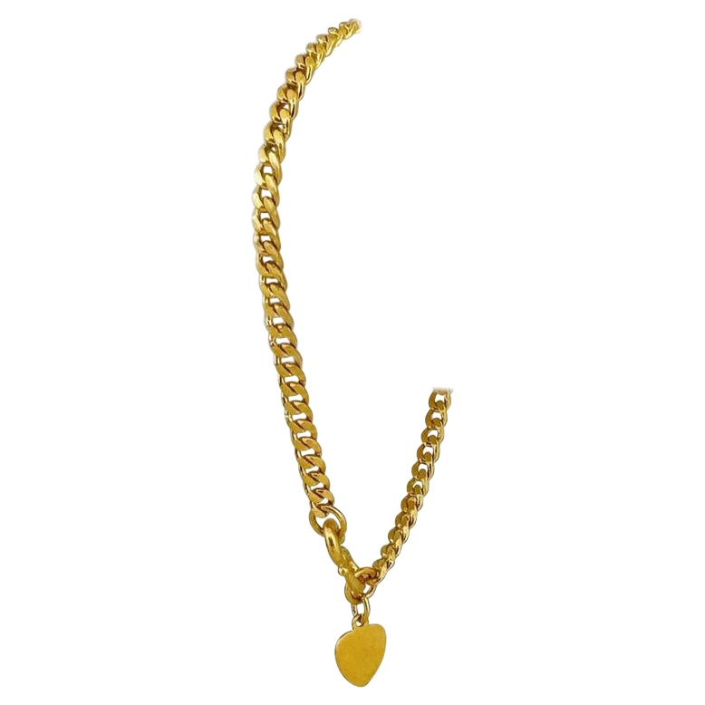 Bracelet à maillons pour femmes en or jaune pur 24 carats avec cœur