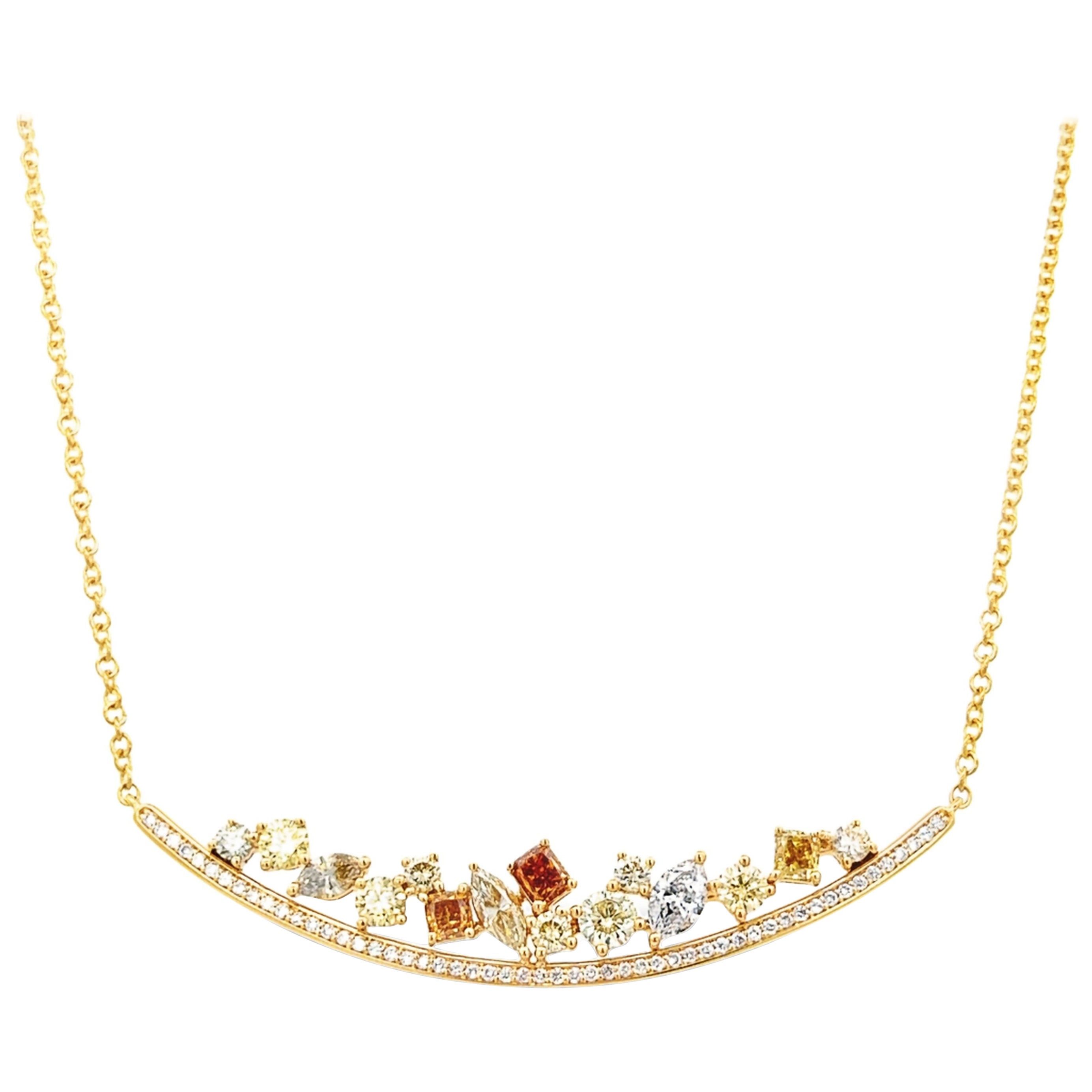 Alexander Beverly Hills 3.04ct Multi Color Diamond Pendant Necklace 18k For Sale