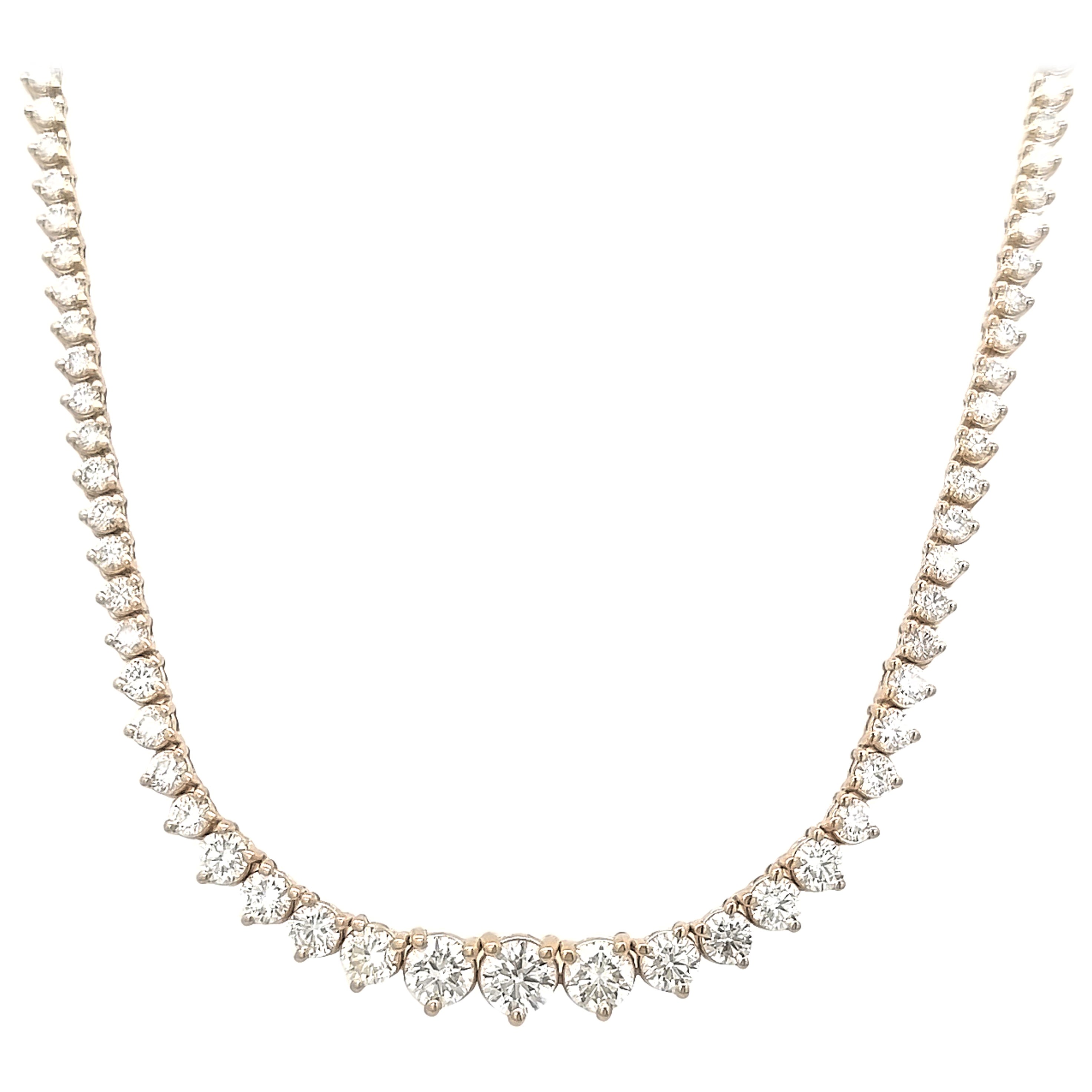 Alexander Beverly Hills GIA 10.09ct Diamond Tennis Riviera Necklace 18k For Sale