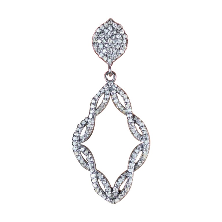 Natural Pave Diamond Vintage Style Dangle Earring 925 Silver Diamond Earring. For Sale