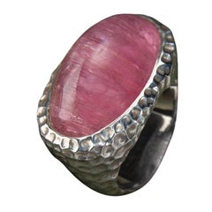 Großer Ring mit Katzenauge-Effekt Rubellit Silber Ring Rosa Turmalin Statement-Ring Geschenk