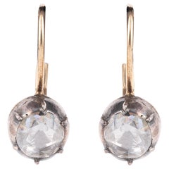 Georgian Pair Of Rose-Cut Diamond Earrings Circa 1790's