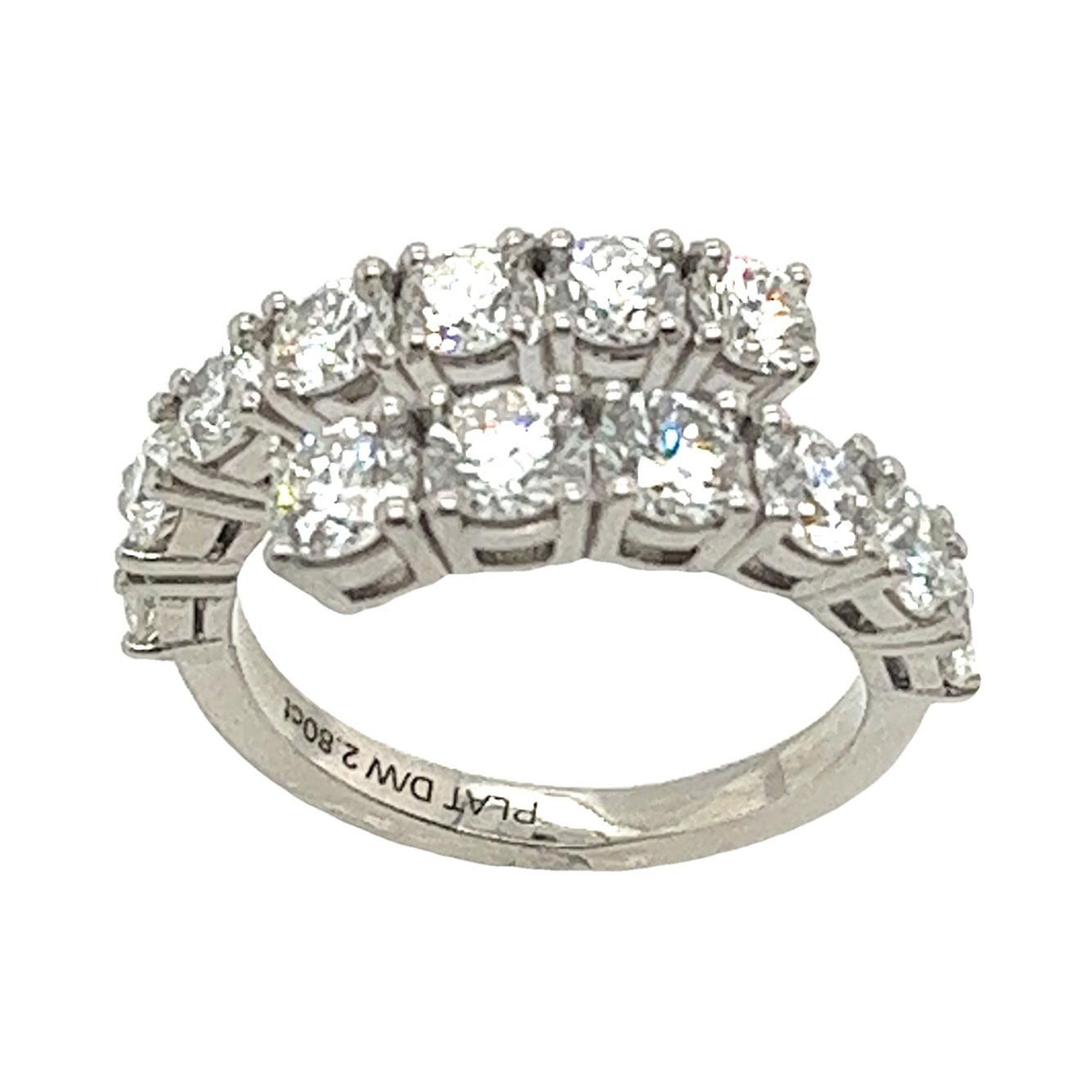 Diamond Coil Dress Ring, Set With 2.80ct G/VS1 Round Diamonds Set In Platinum For Sale