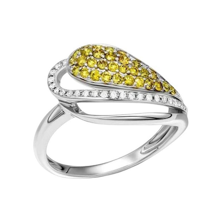 Classic Yellow Diamond White 14k Gold Ring for Her