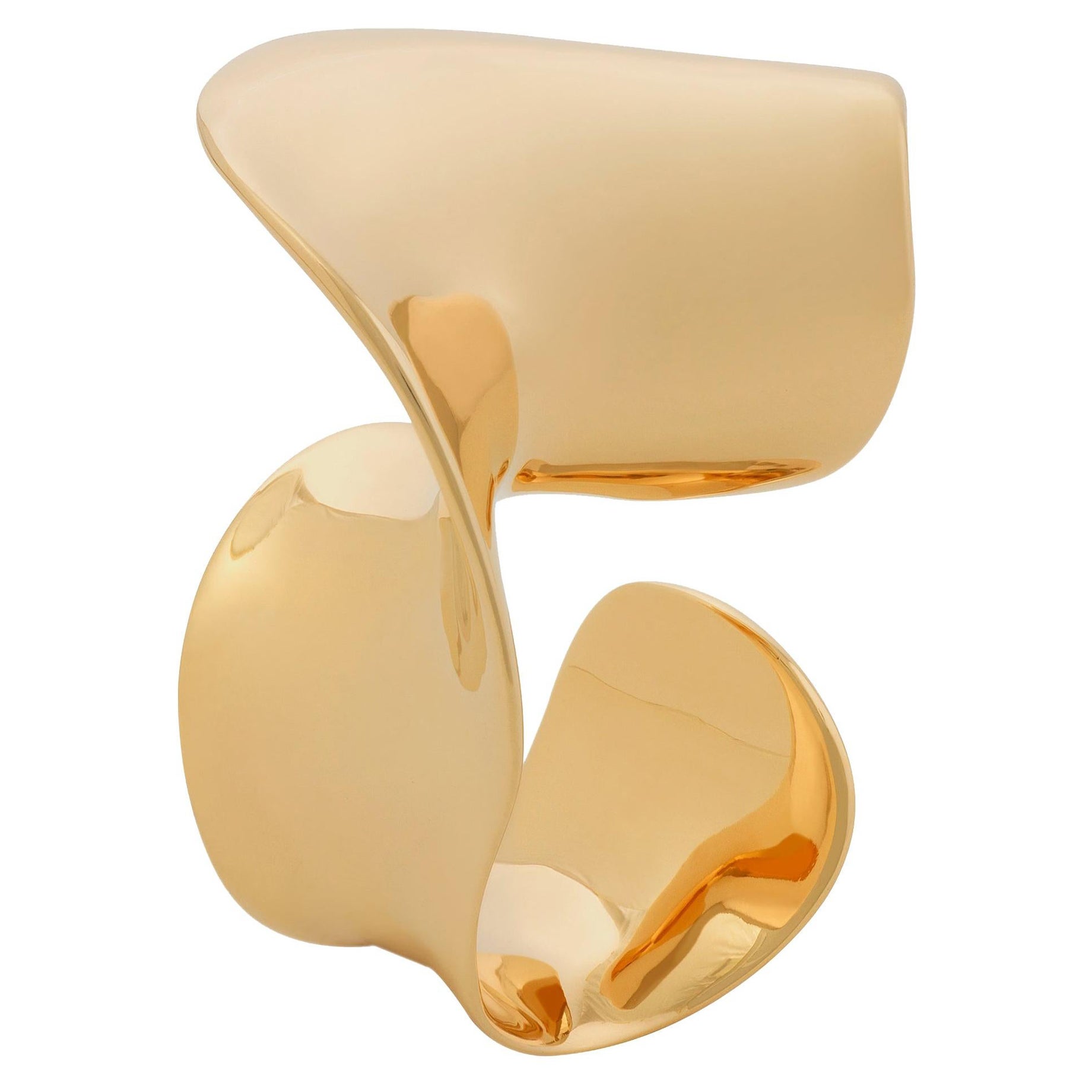 Nathalie Jean Contemporary Limited Edition 18 Karat Gold Sculpture Cocktail Ring For Sale