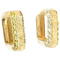 Créoles en or avec saphir jaune et diamants de 1,16 carat