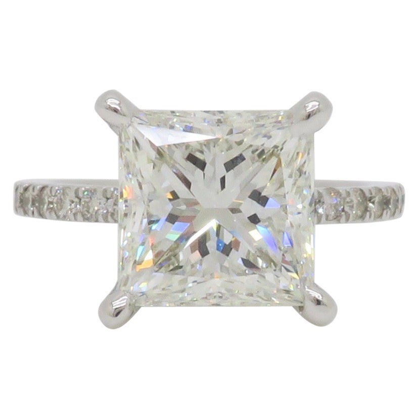 GIA Certified 3.07CT Princess Cut Hidden Halo Diamond Ring For Sale