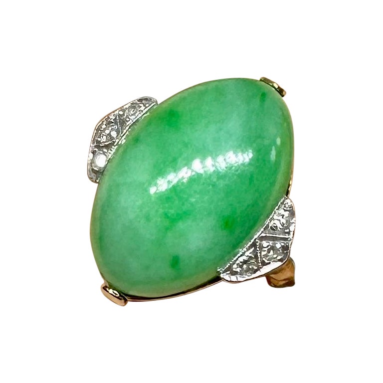 Art Deco Jade Diamond Platinum Ring Antique Wedding Engagement Ring For Sale