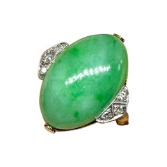 Art Deco Jade Diamond Platinum Ring Antique Wedding Engagement Ring