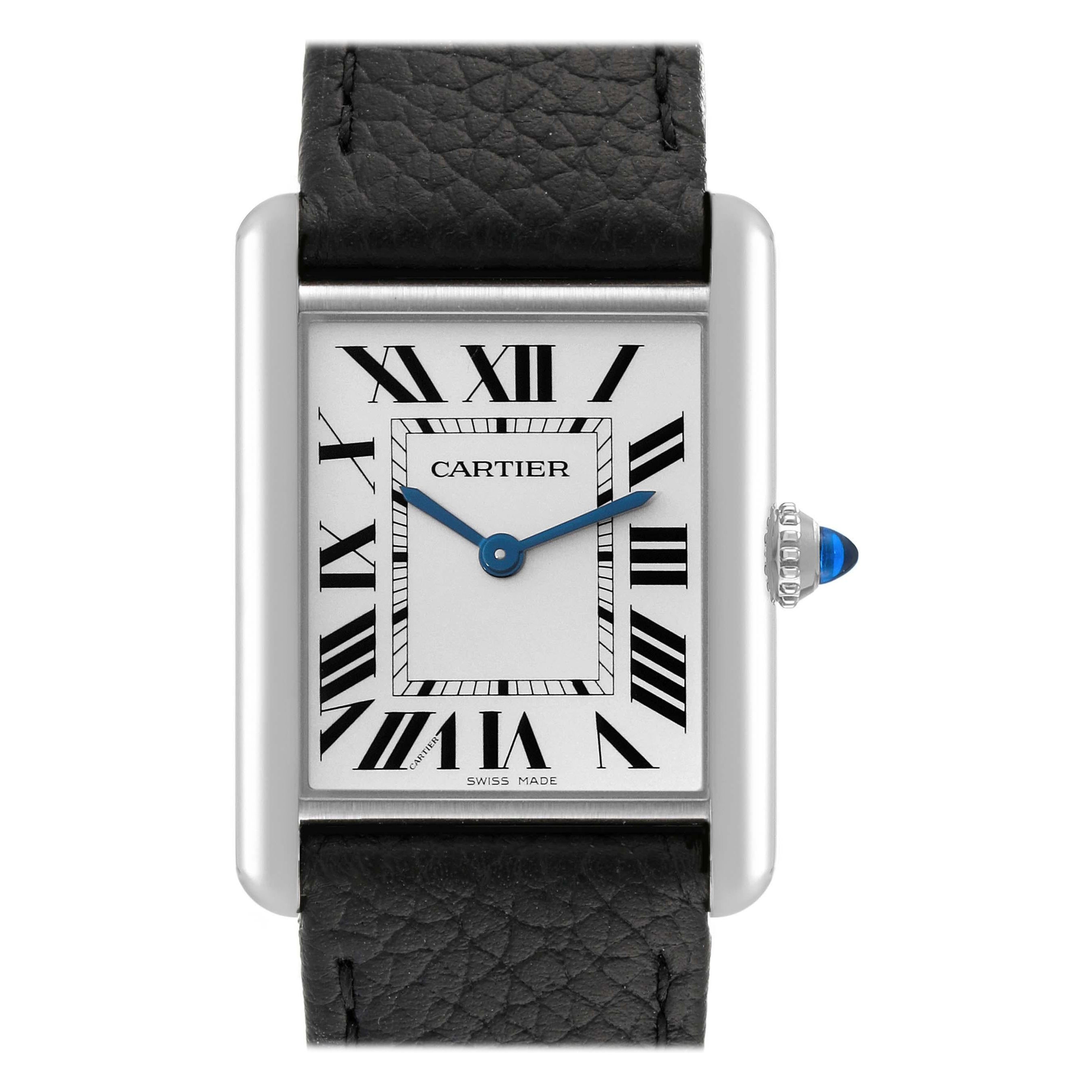 Cartier Tank Must Large Steel Silver Dial Ladies Watch WSTA0041 Box Card For Sale