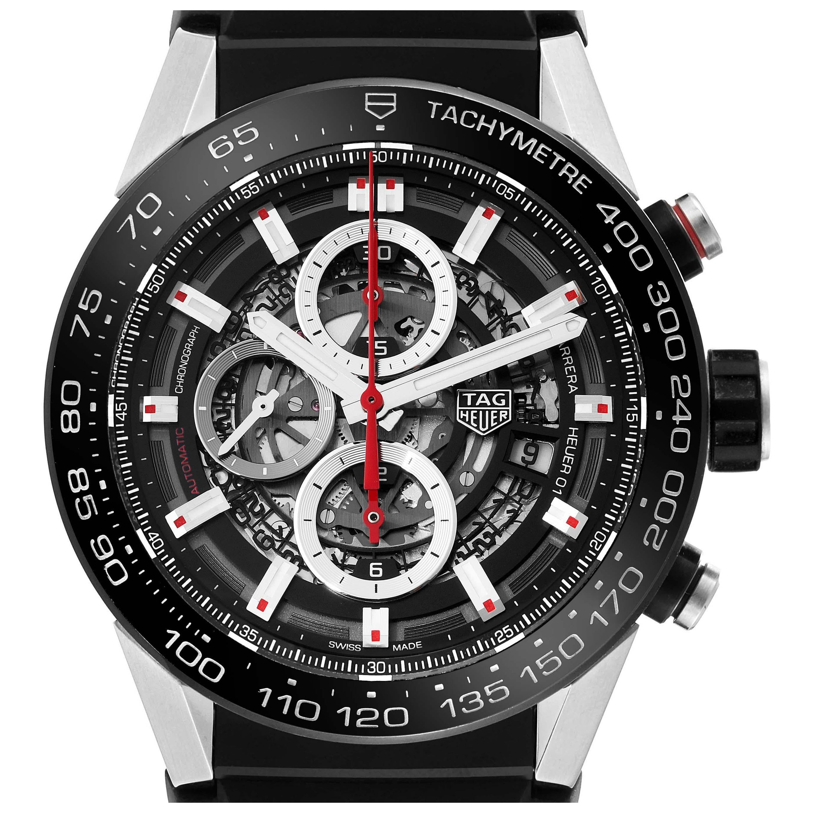 TAG Heuer Carrera Calibre Heuer 01 Skeleton Steel Mens Watch CAR2A1Z For Sale