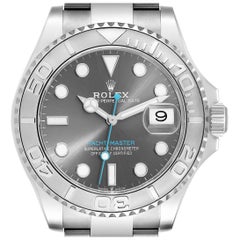 Rolex Montre Yachtmaster en acier avec lunette en platine et cadran en rhodium pour hommes 126622 Boîte