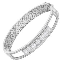 SI Clarity HI Color Movable Diamond Charm Bracelet 14 Karat White Gold Jewelry