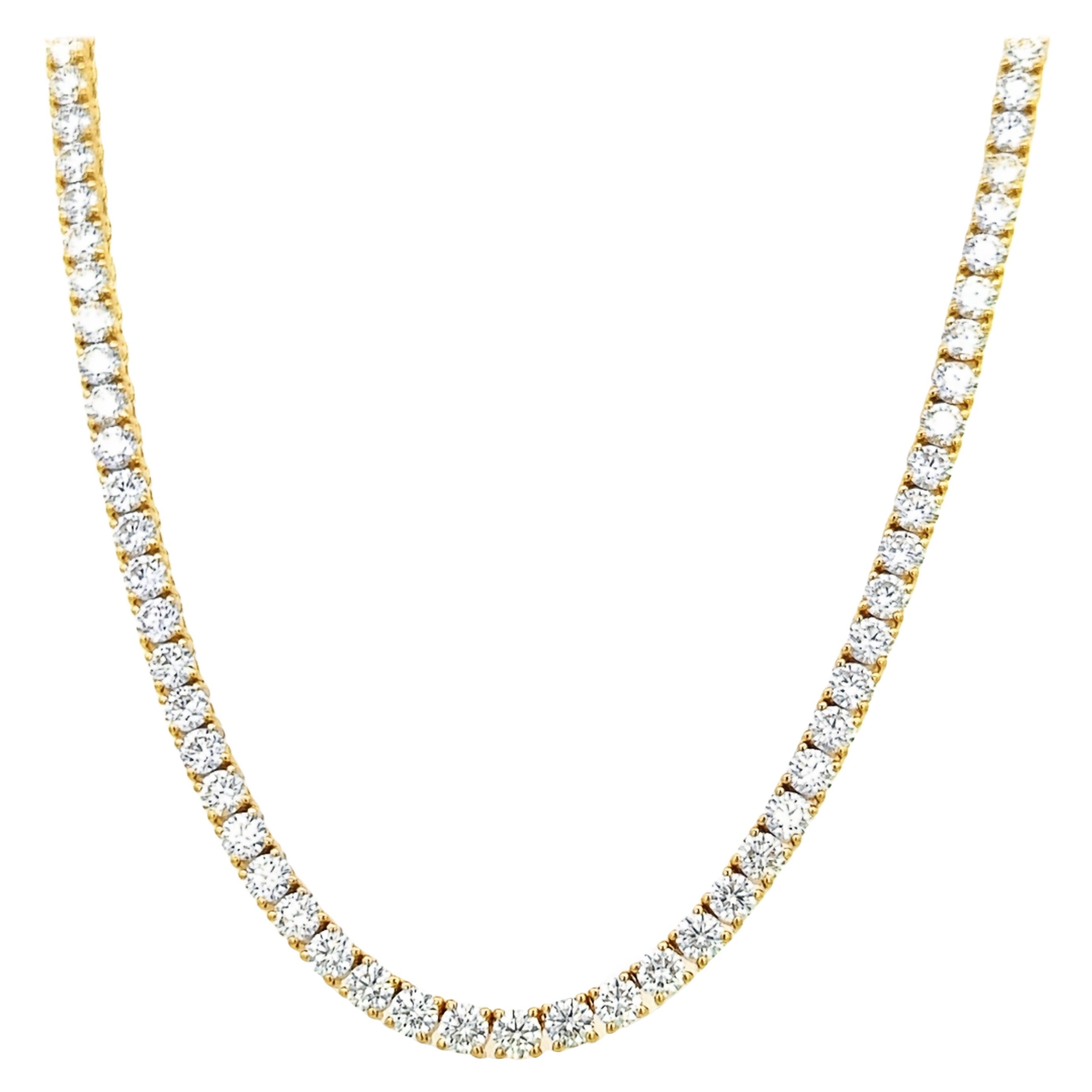 Alexander Beverly Hills Collier tennis en or jaune 18 carats et diamants 22,77 carats en vente
