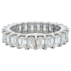 Alexander Beverly Hills 3.66ct D-F VVS Emerald Cut Diamond Eternity Band 18k S-6