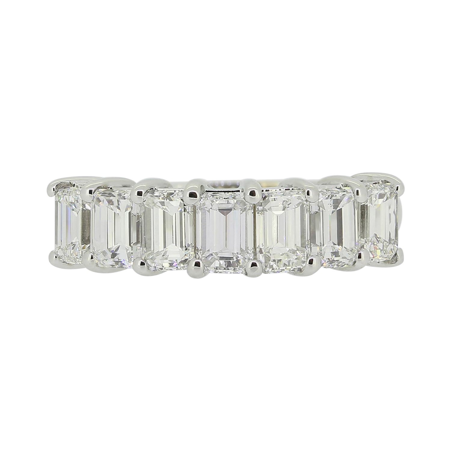 2.40 Carat Emerald Cut Diamond Seven-Stone Ring For Sale
