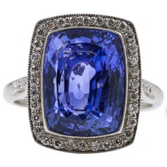 8.59 Carat Unheated Ceylon Sapphire Diamond Platinum Ring 