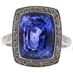 8.59 Carat Unheated Ceylon Sapphire Diamond Platinum Ring