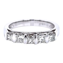 0.62ct Princess Cut Diamond Half Eternity Band 18k White Gold