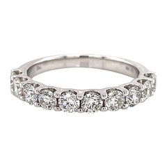 Alexander Beverly Hills, anneau d'éternité demi-éternité en or blanc 18 carats avec diamants ronds 1,19 carat