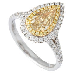 Ausgefallener heller bräunlicher gelber Diamant Weißgold 18K Ring