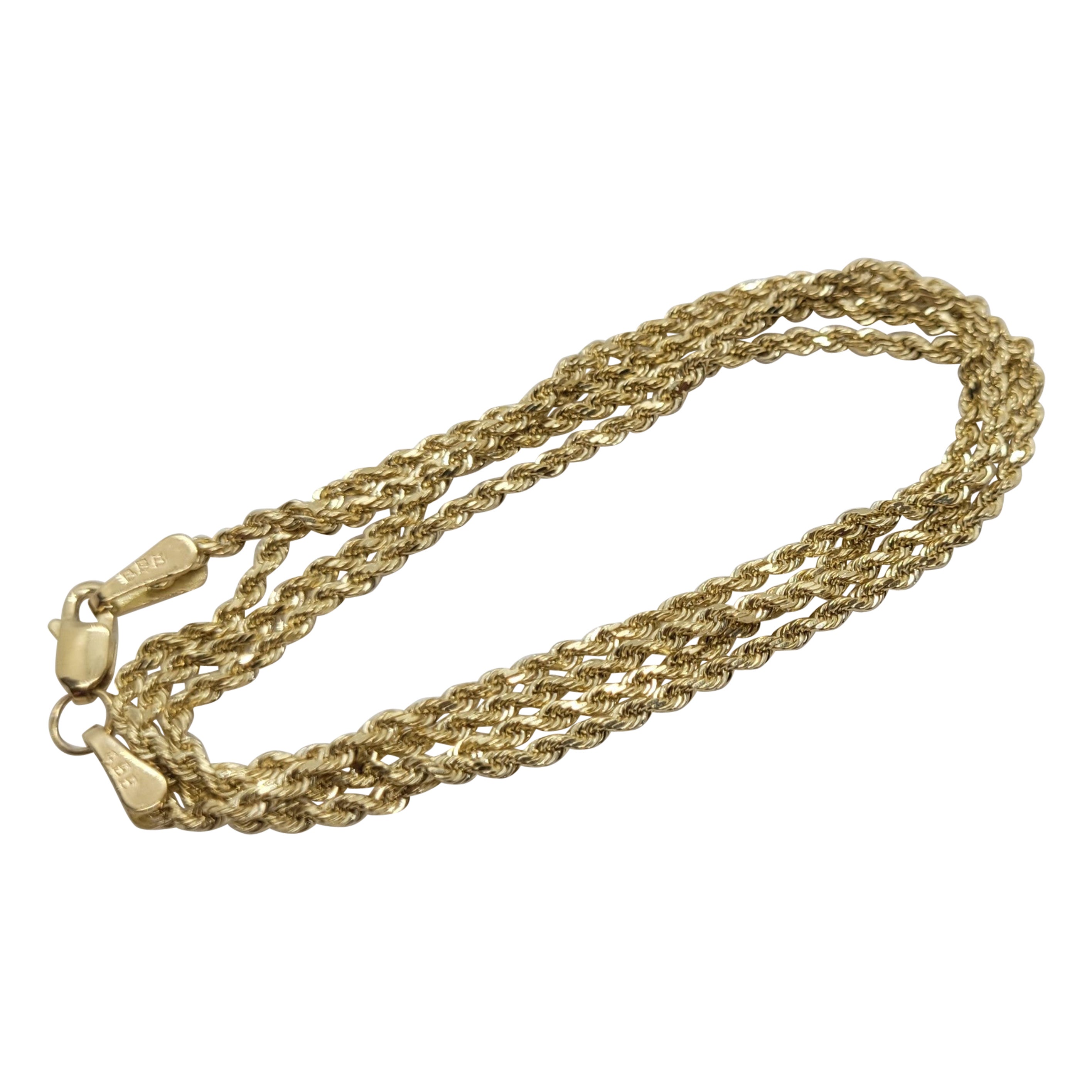 14kt Gold Rope Chain, 20 Inch Length, 1.6mm, 4.8 Grams, Bailey Banks Biddle For Sale