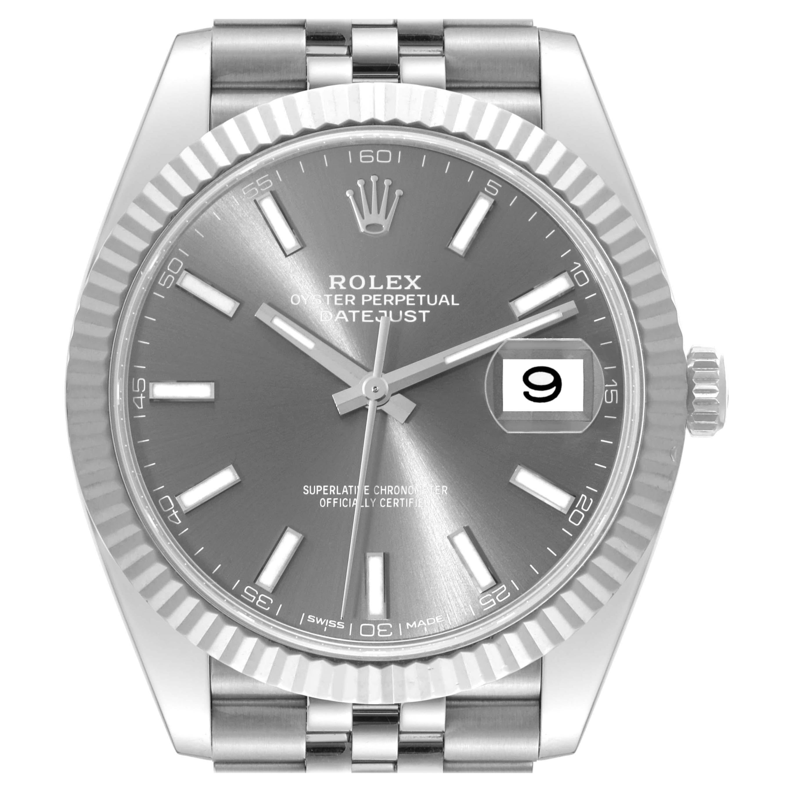 Rolex Datejust 41 Steel White Gold Slate Dial Mens Watch 126334 For Sale