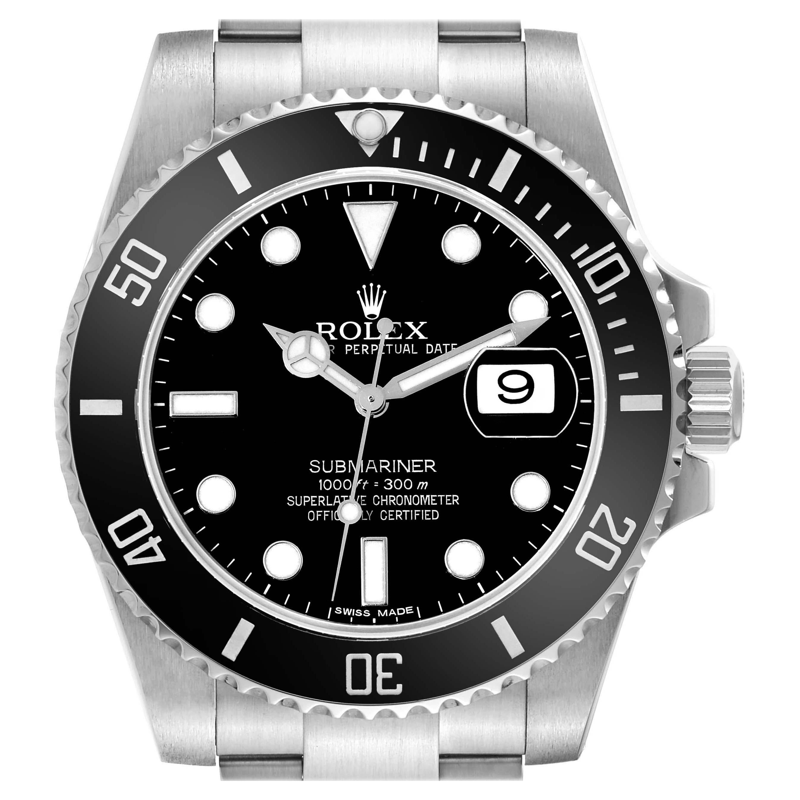 Rolex Montre Submariner Date en acier avec cadran noir pour hommes 116610 en vente