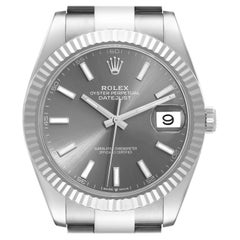 Rolex Datejust 41 Steel White Gold Slate Dial Mens Watch 126334 Box Card