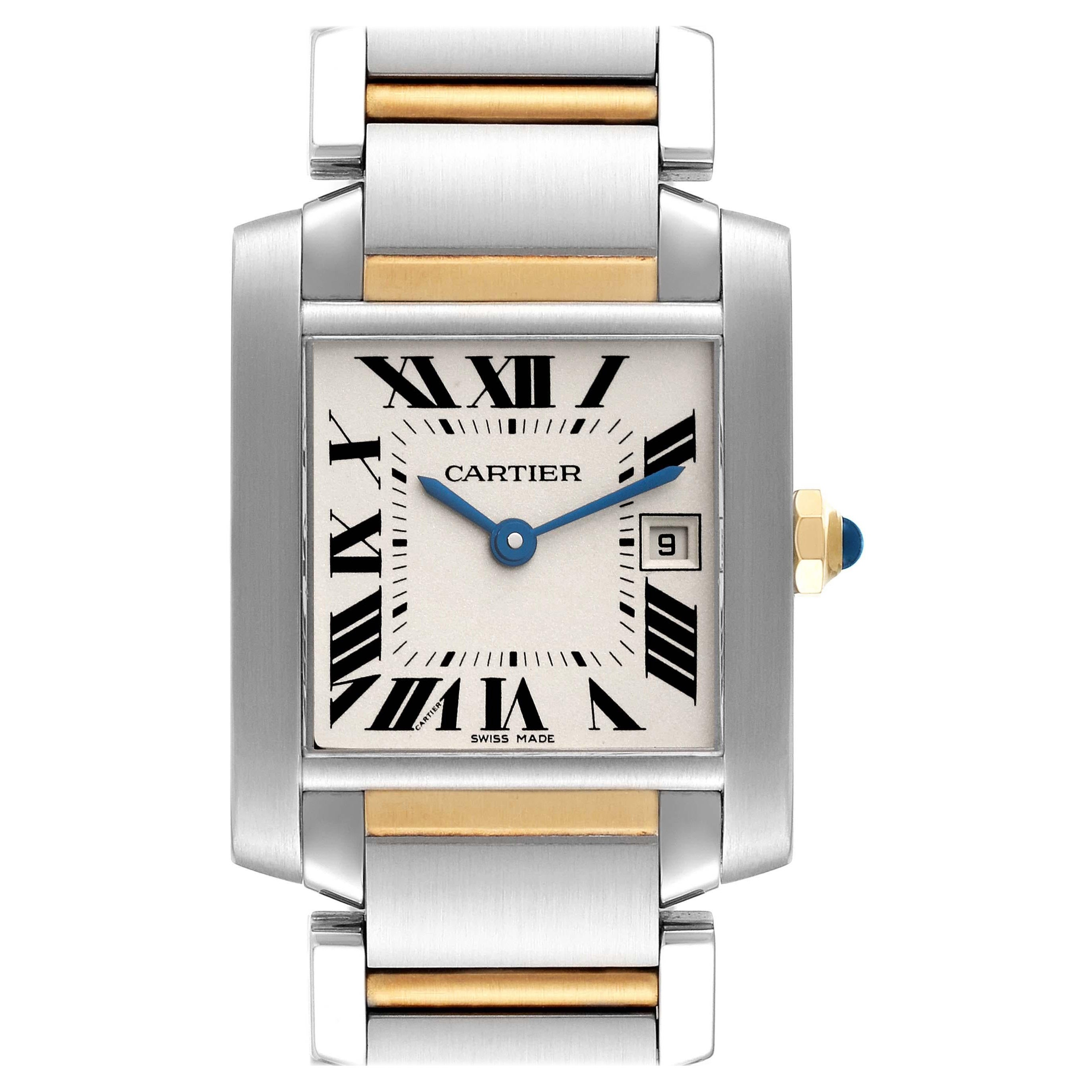 Cartier Tank Francaise Midsize Steel Yellow Gold Ladies Watch W51012Q4 For Sale