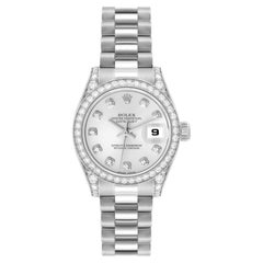 Used Rolex Datejust President White Gold Diamond Bezel Ladies Watch 179159 Box Papers