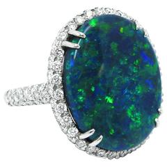 Kurt Wayne 11.50 Carat Opal Diamond Platinum Ring