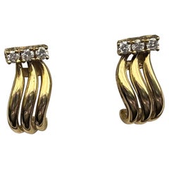 18ct Yellow Gold Diamond Set Earrings, Est 0.18ct , H/SI.