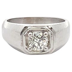 14K White Gold Men's Diamond Ring - EGL Certified Diamond