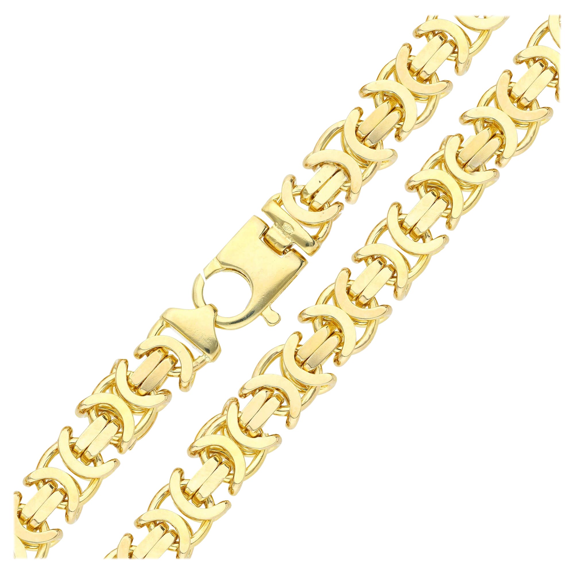 Solid 9ct Yellow Gold 11.2mm Byzantine Chain For Sale