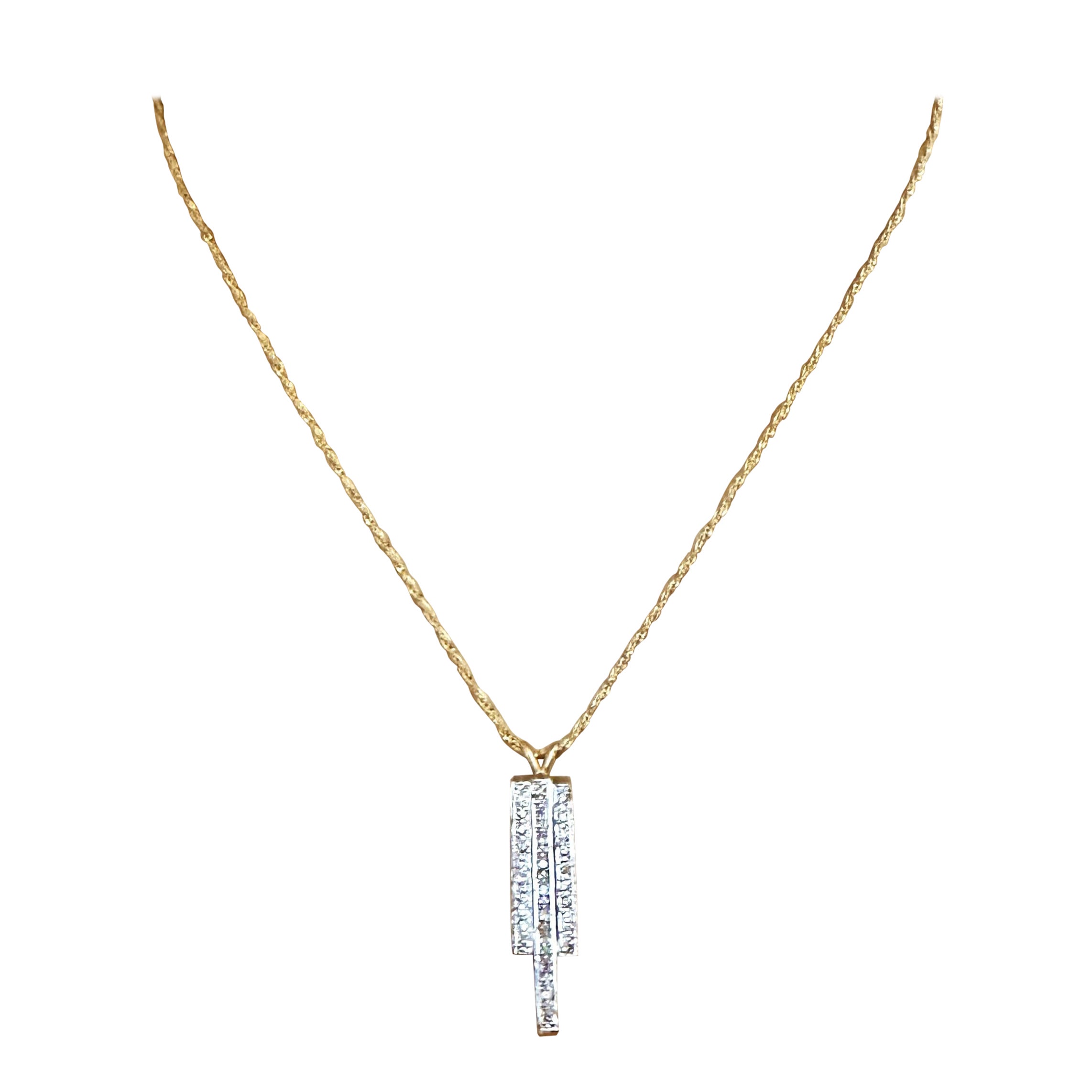 Italian Modern 14k Two Tone Gold 1.25 ct Diamond Necklace with Appraisal