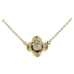 Vintage Victorian Rose Cut Diamond Flower Necklace