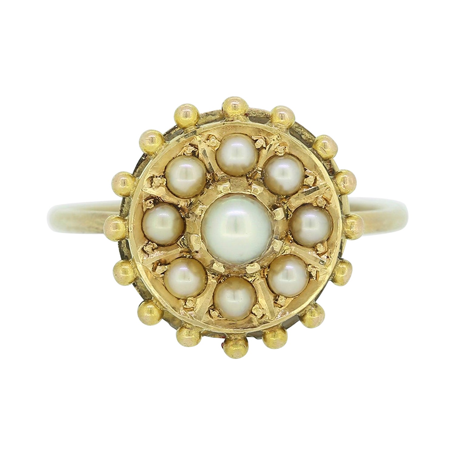 Victorian Pearl Etruscan Ring For Sale