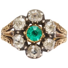 Antique Georgian Emerald Diamond Cluster Ring