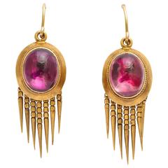Antique Victorian Garnet Gold Tassel Earrings 